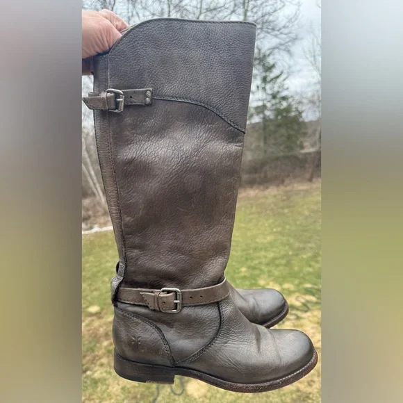 Frye Engineer Boots Brown Leather Moto Harness Mid Calf Distressed 7.5 B - Picture 7 of 16